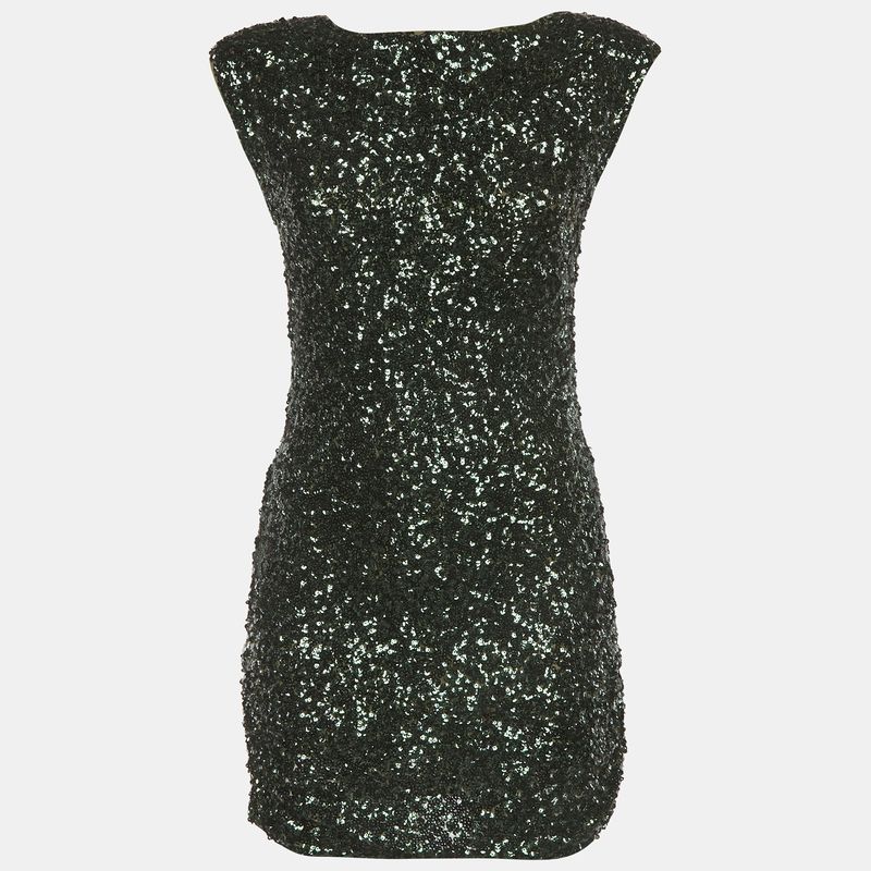 Alice + Olivia Emerald Green Sequins Bodycon Mini Dress S